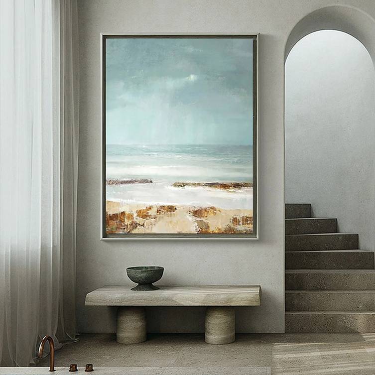 You Original Coastal Sunset Abstract Canvas Wall Art N7LEN